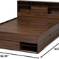 Queen Contemporary Platform Bed Dark Brown Storage
