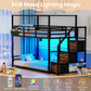 TwinOverTwin Black Metal Bunk Bed With StorageDrawers