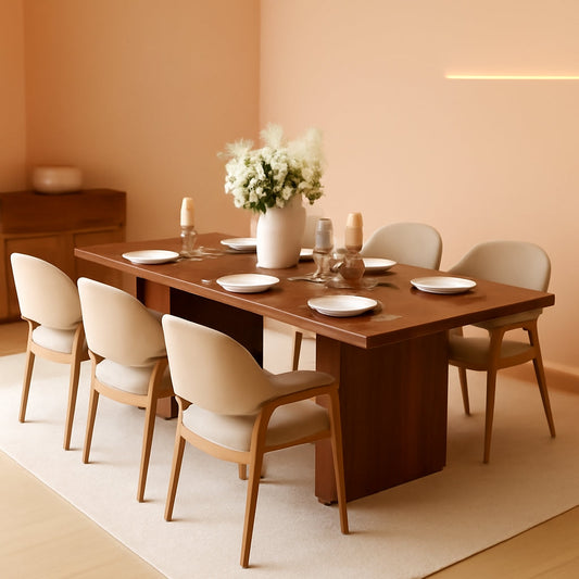 78Inch Walnut Rectangular Dining Table Waterproof Finish