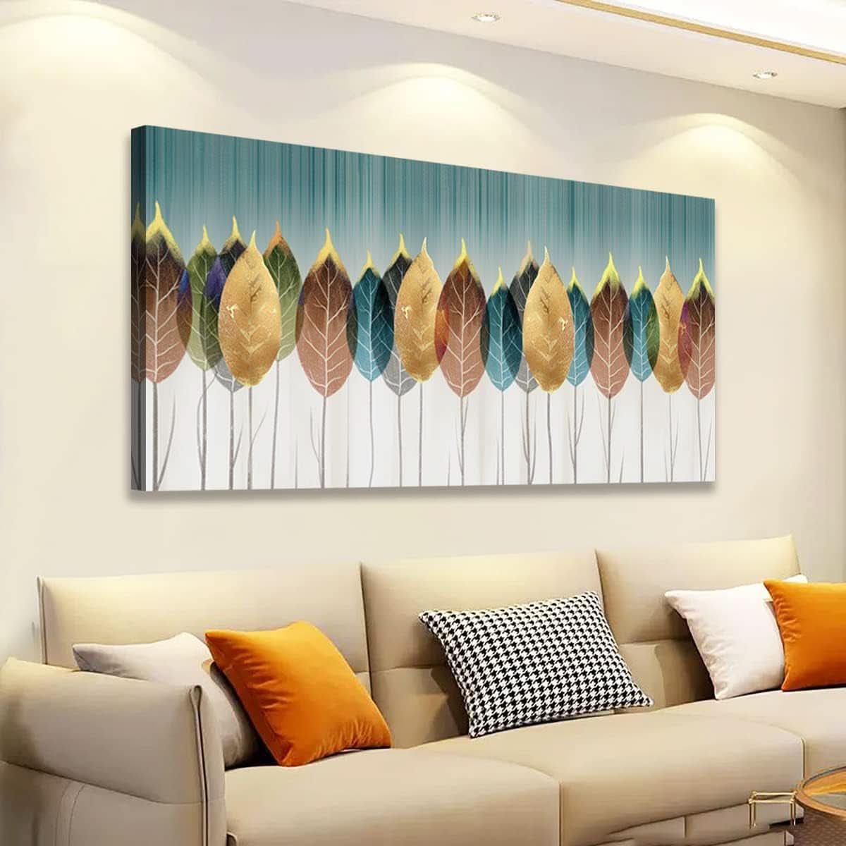 Colorful Leaves Canvas Wall Art 20x40 Inches Abstract