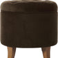 Brown Velvet Upholstered Ottoman With Concealed Storage