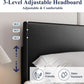 Queen Bed Frame Black Adjustable Headboard Faux Leather
