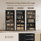 Large Rattan Bookcase With Adjustable Storage Shelves