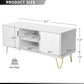 White Solid Wood TV Stand 60Inch Entertainment Center