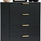 4 Drawer Black Wood Dresser For Bedroom Living Room-2