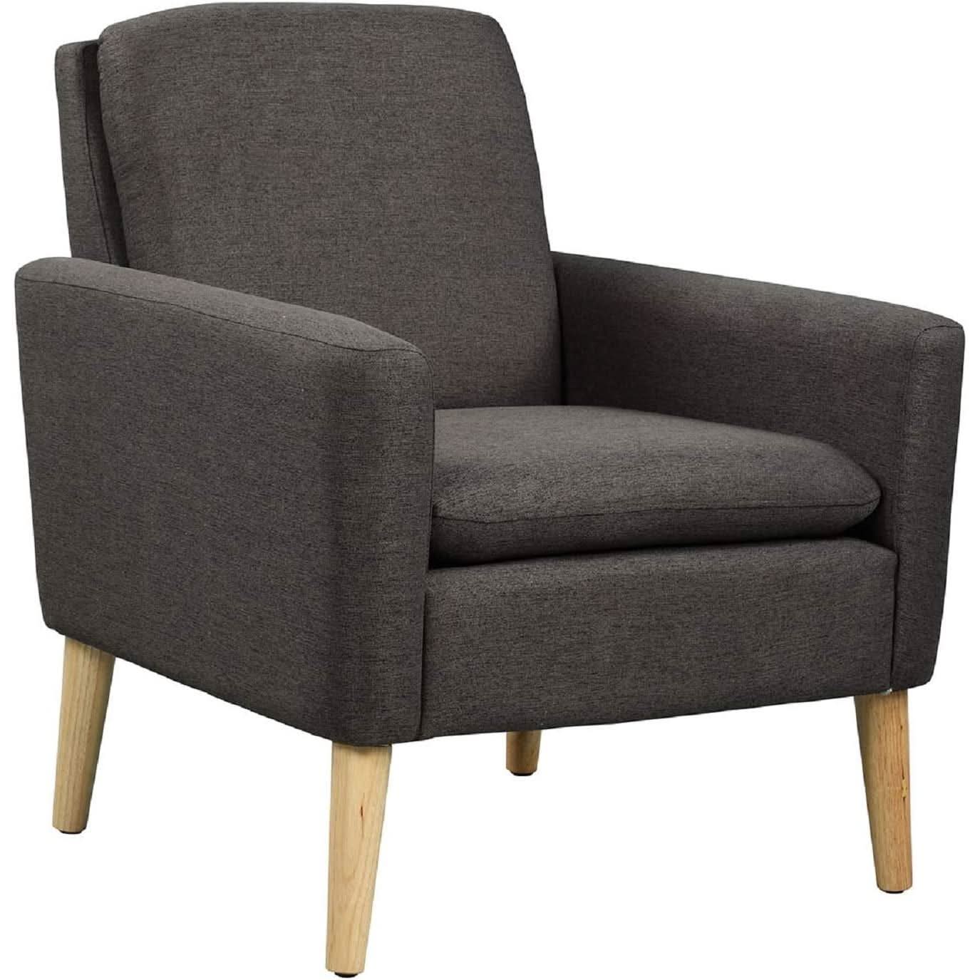 Black Modern Accent Armchair With Ergonomic Deep Seat For Living Room