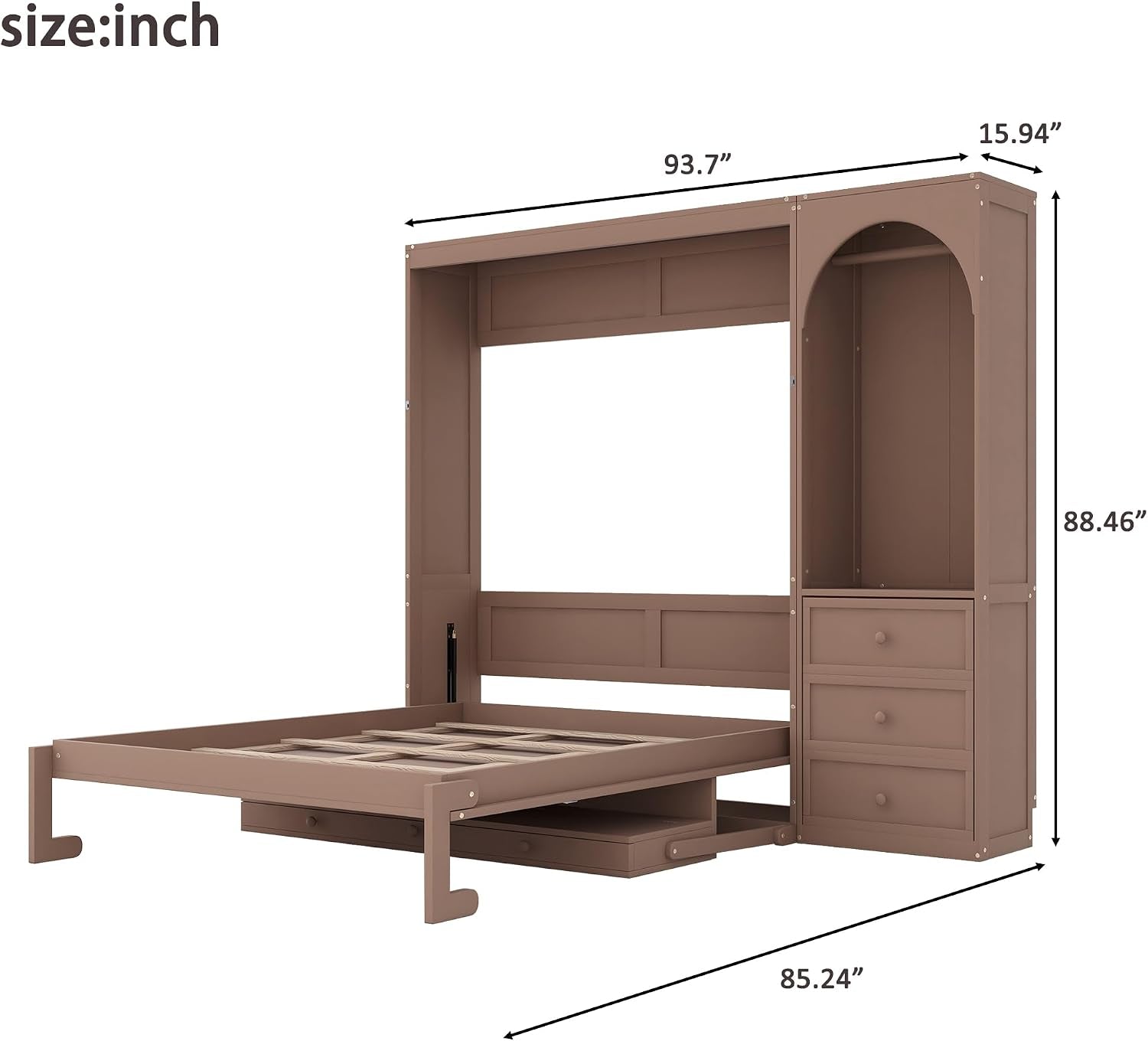 Queen Murphy Bed With Customizable Storage Drawers-4