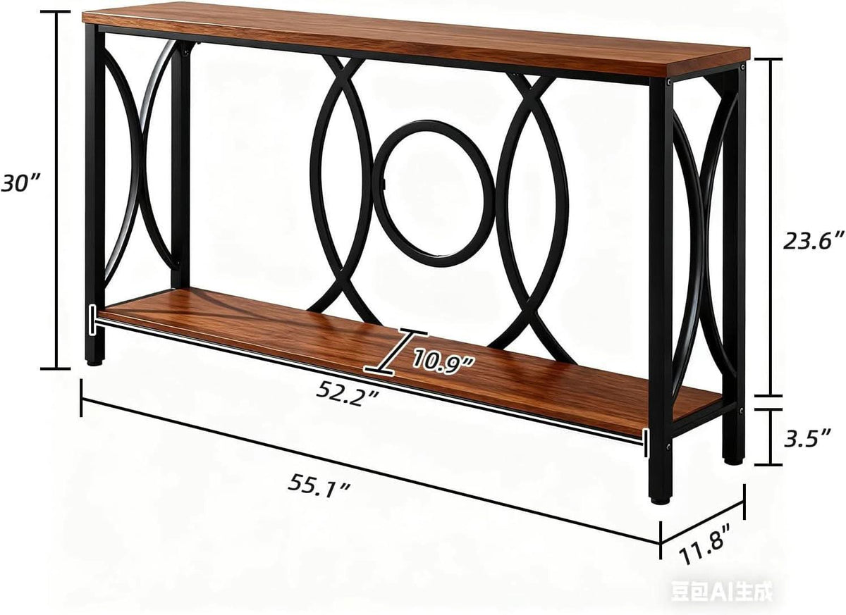 55Inch Rustic Brown Sofa Console Table Elegant Durable