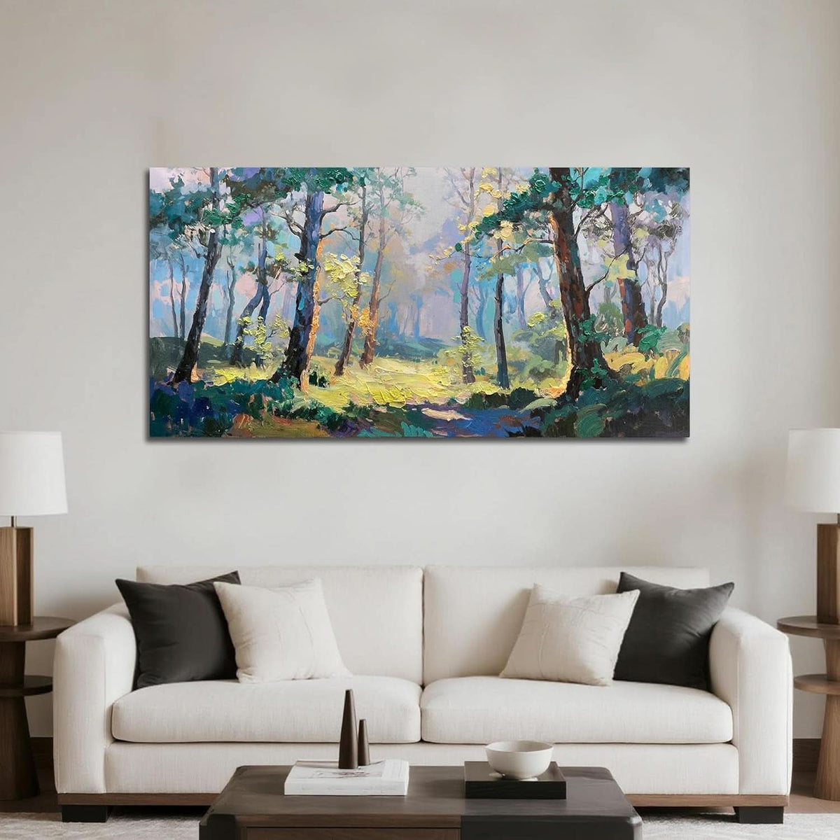 Forest Landscape Wall Art 48x24 Inches Canvas Painting