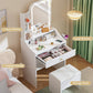 White Minimalist Vanity Desk With Illuminated Mirror