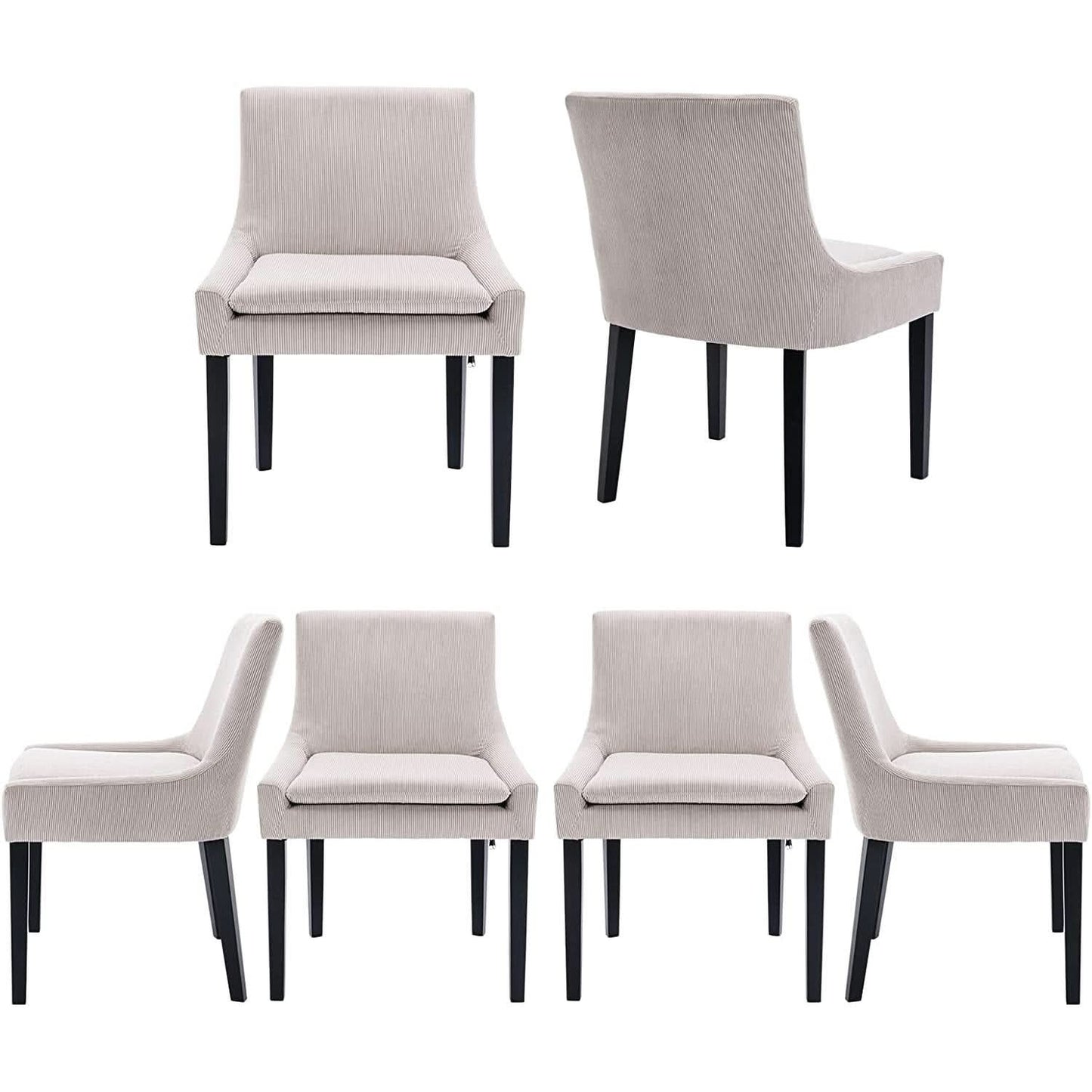 Corduroy Upholstered Dining Chairs With Wood Legs Set Of 6
