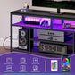 Matte Black LED Illuminated TV Stand Charging Station