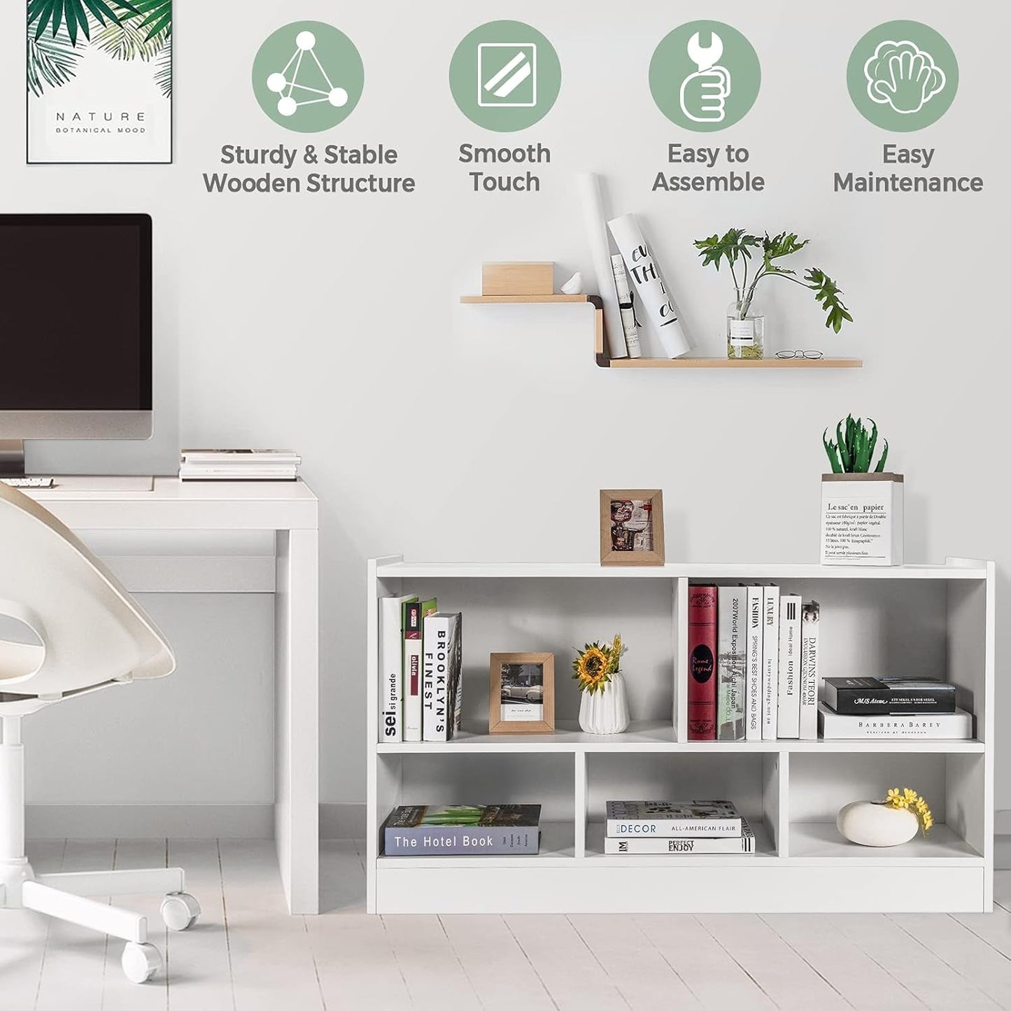 White 44 Inches Multifunctional Engineered Cube Bookcase