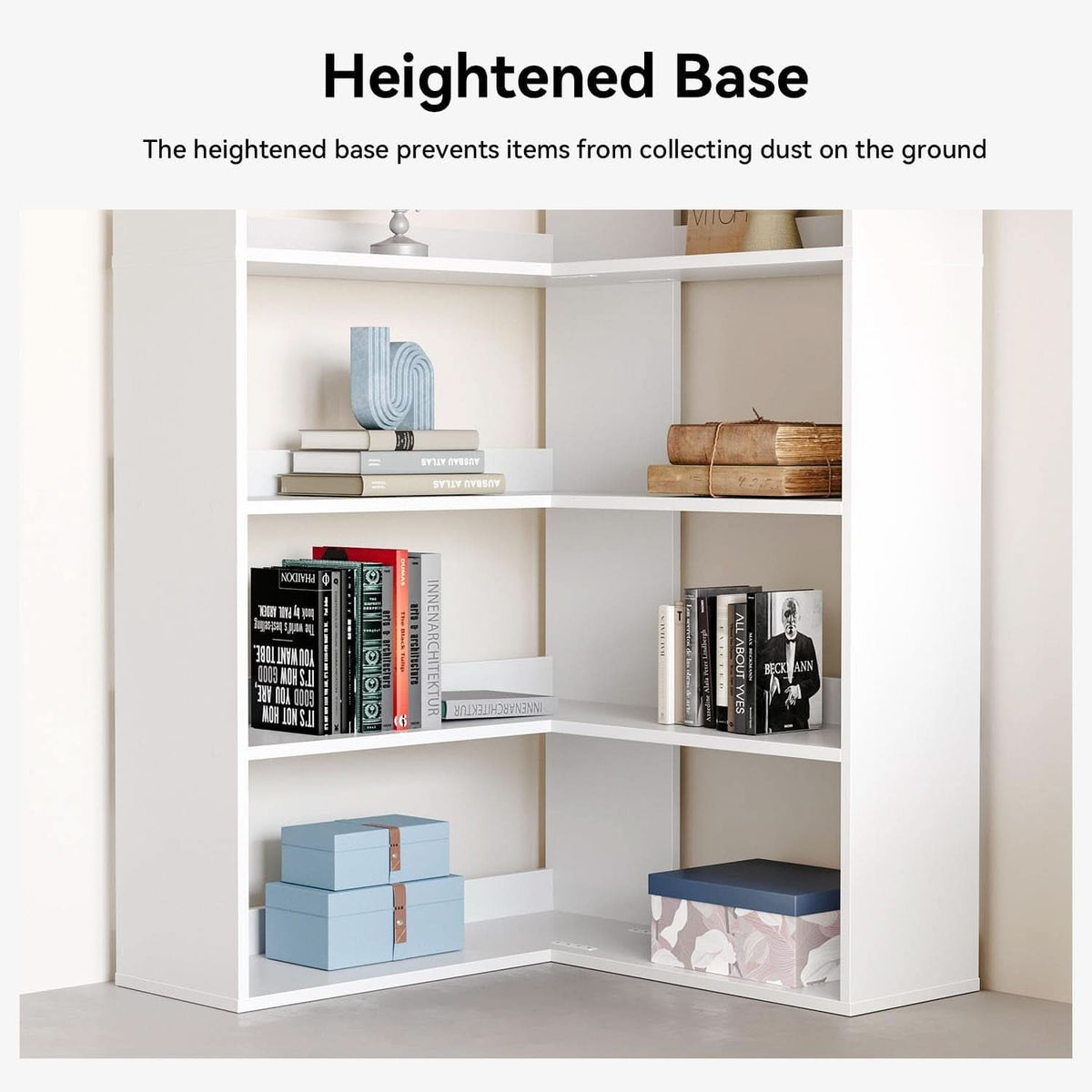 L Shaped Corner Bookshelf 23.6 Inch Freestanding Display-4