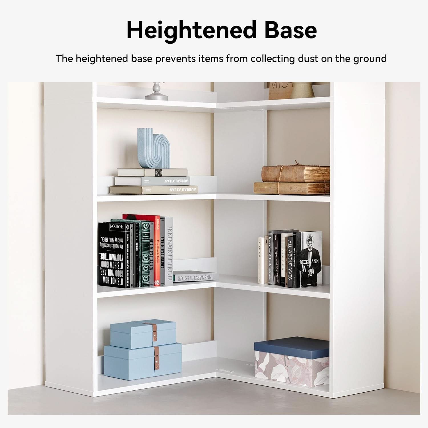L Shaped Corner Bookshelf 23.6 Inch Freestanding Display-4
