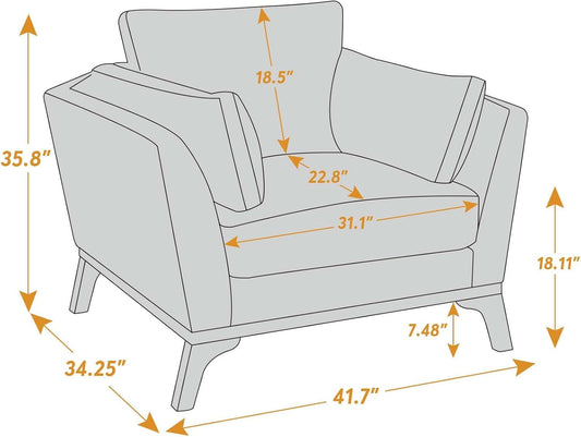Large Yellow Linen Upholstered Accent Chair Cushions