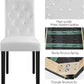 Tufted Leather Dining Chairs Set of 2 White Wood Legs