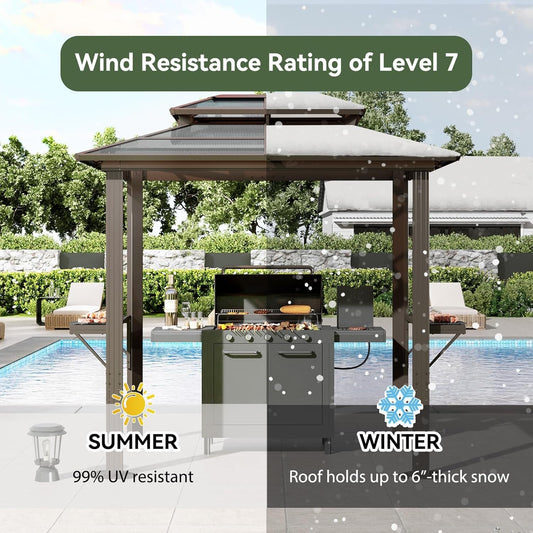 Aluminum Grill Gazebo 8x5ft With Polycarbonate Roof