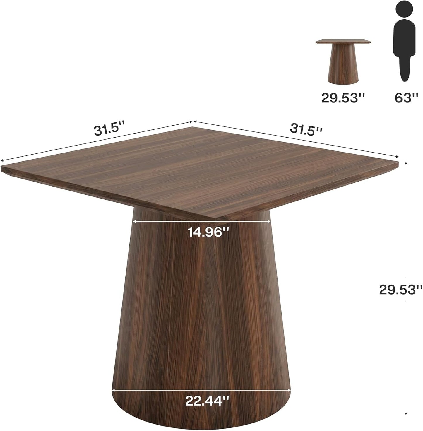 Space Saving Square Shaped Dining Table Pedestal Base