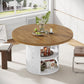 Extendable Round Dining Table FortyThree Inch Storage Cabinet