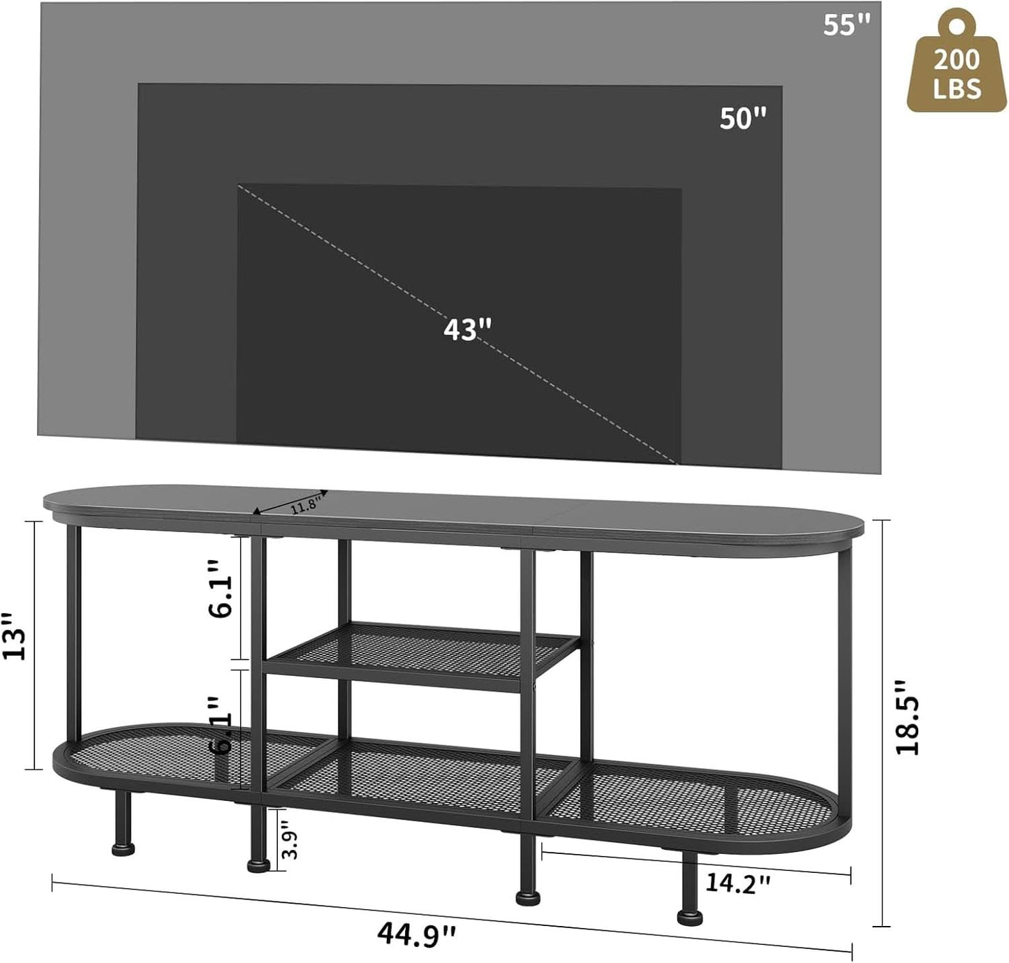 White Metal TV Entertainment Console With Storage Shelf