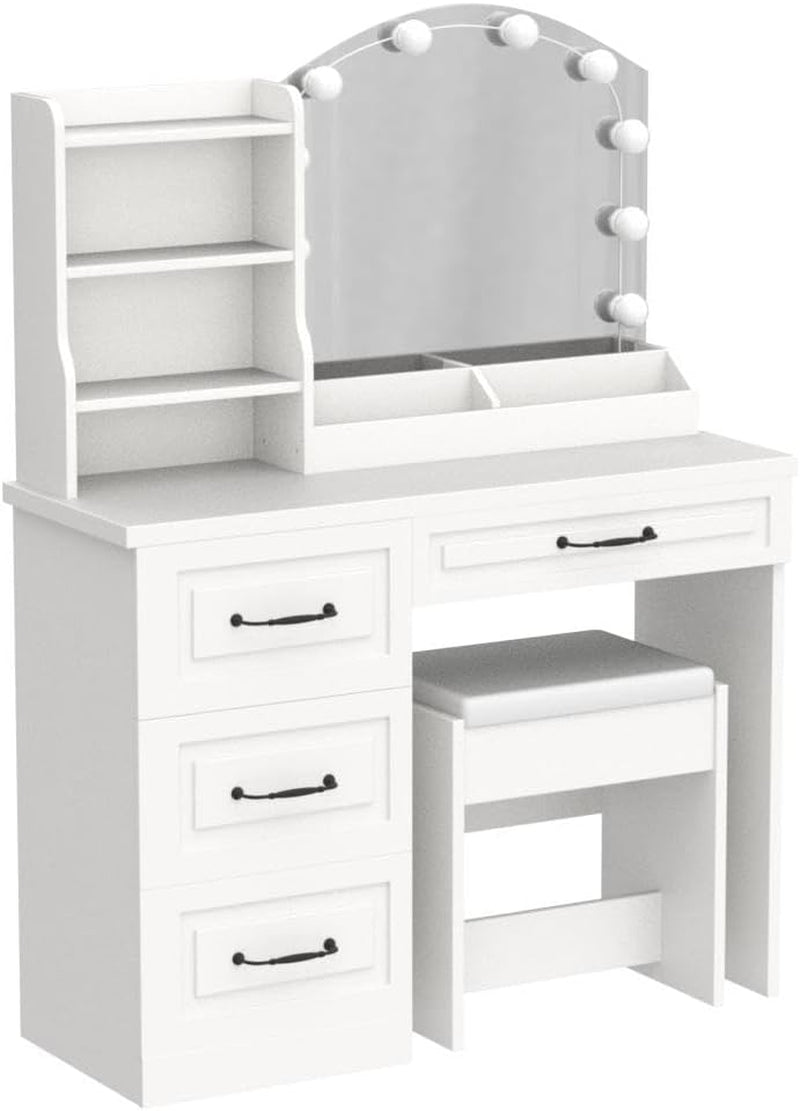 White Makeup Vanity Desk With Premium Illumination