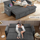 81 Inch Corduroy Velvet GreyTone Sleeper Sofa Pullout
