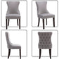 Set Of 2 Light Gray Velvet Tufted Wingback Dining Chairs Nailhead