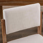 Beige Linen Upholstered Dining Chairs Midcentury Pair