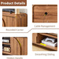 Walnut 63 Inch TV Stand Sliding Doors Entertainment