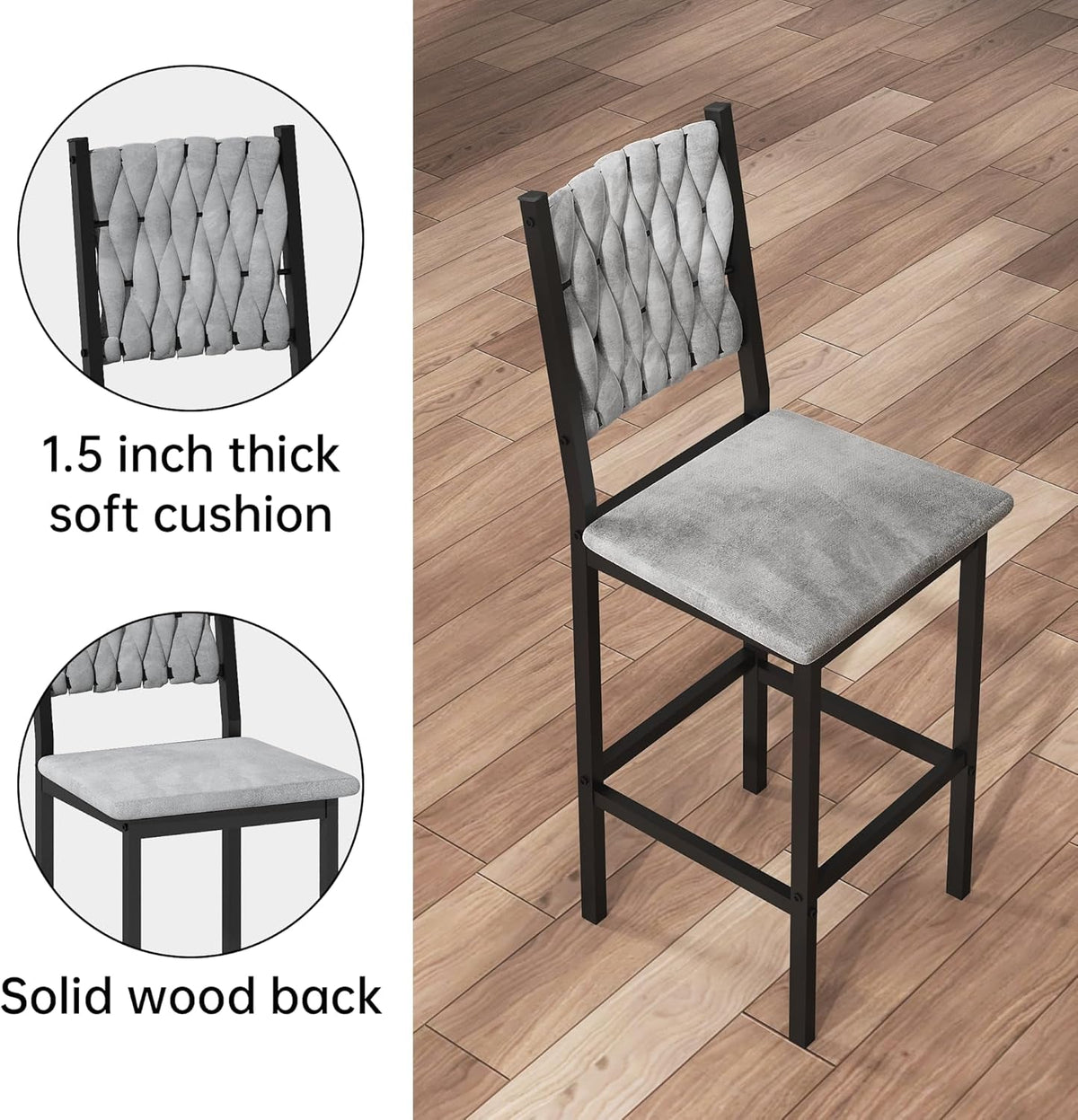 Gray Velvet Contemporary Counter Height Dining Set