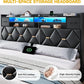 King Size Upholstered Platform Bed Headboard Storage