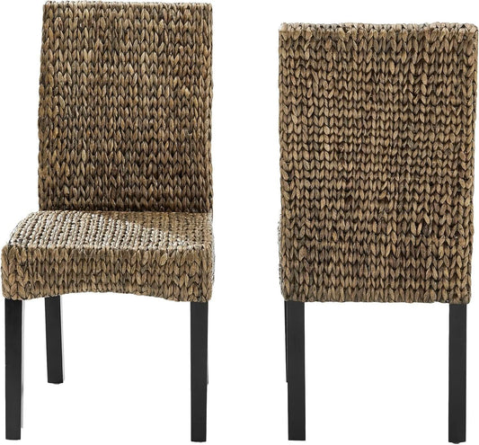 Edgewater Handwoven Rattan Dining Chairs Set Of 2 Seagrass