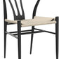 Black Rattan Weave Dining Chairs Set 2 Mid Century Modern
