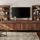 Brown Wooden TV Stand With Adjustable Entertainment Center