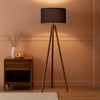 Walnut Wood Tripod Floor Lamp Color Temperature LED-0