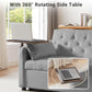 Grey Adjustable Backrest Convertible Sleeper Sofa Bed-3