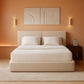 Queen Beige Platform Bed Frame Noisefree Headboard