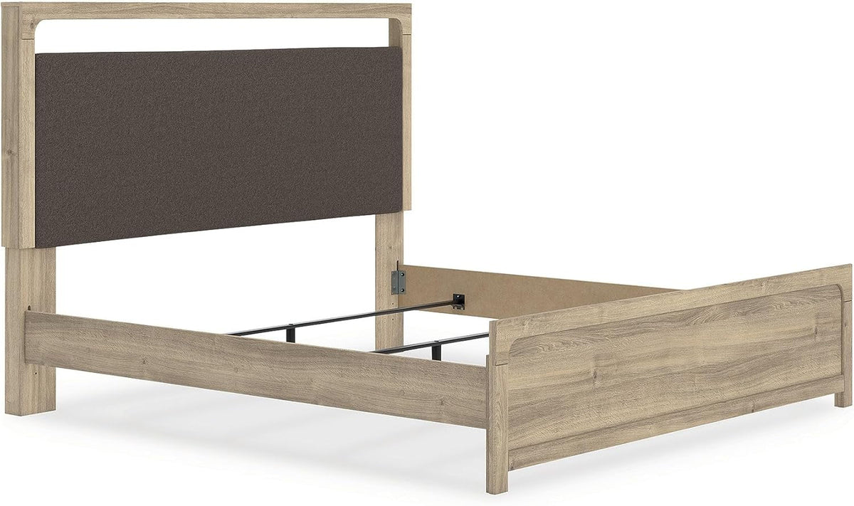 King Sized Upholstered Bed Frame With Headboard LED Lighting