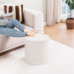 Round Storage Ottoman With Tray White VelvetFabric
