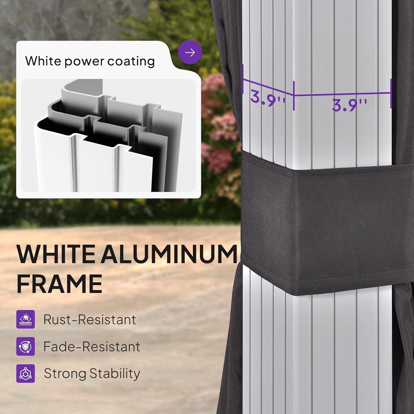 8x10 Outdoor Gazebo Grey Aluminum Hardtop Weatherproof