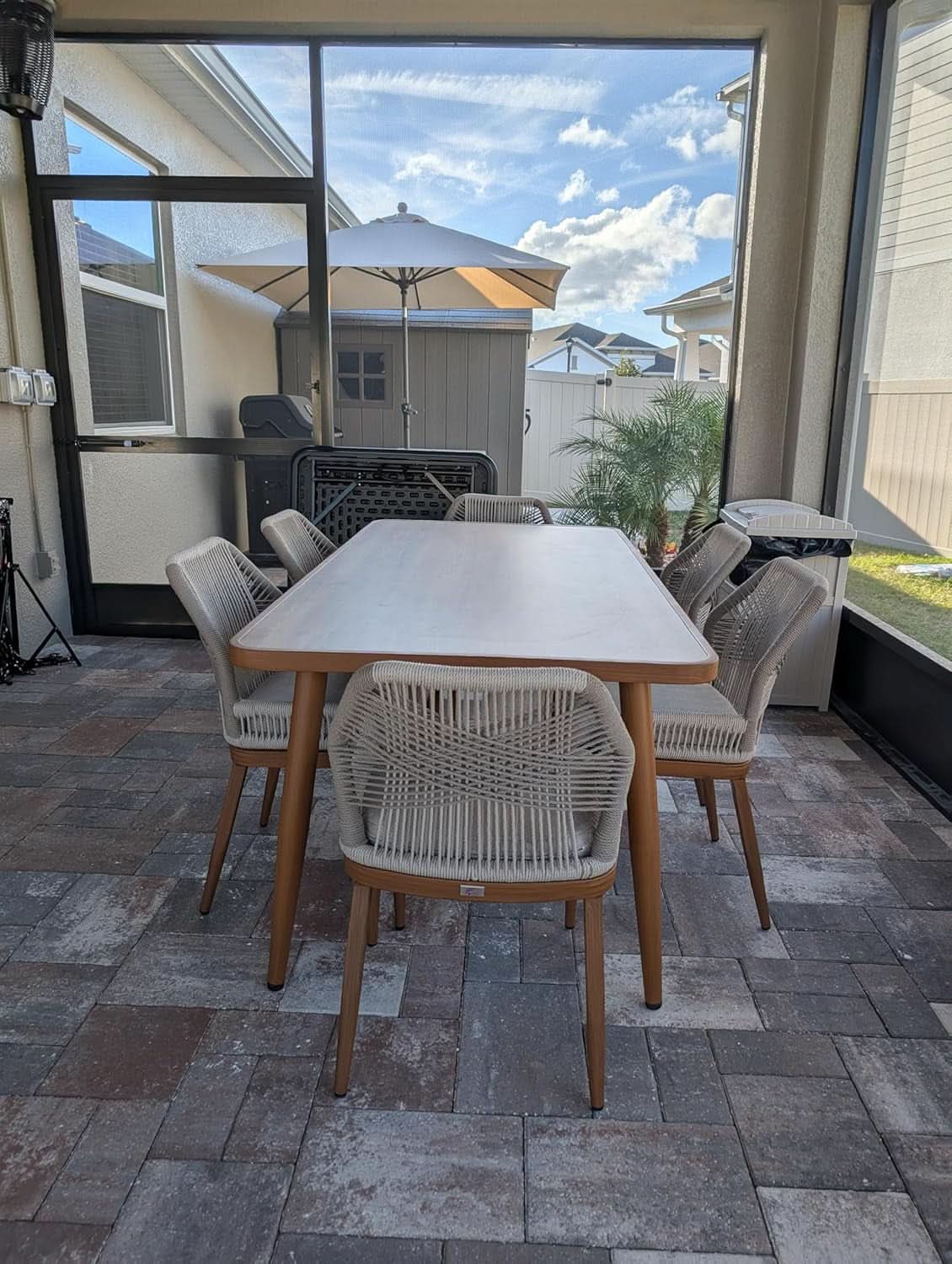7 Piece Outdoor Dining Set With Wicker Chairs And Table