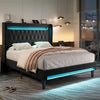 Full Size Bed Frame LED Lighting And USB Charging Black