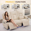 Power Loveseat Recliner Sofa Beige Ambient Lighting