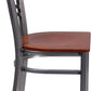 2 Pack Hercules Series X Back Metal Dining Chairs With Cherry Wood Seat For Restaurant Or Home Dining