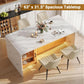 Contemporary 63 Inches Rectangular Dining Table Marble