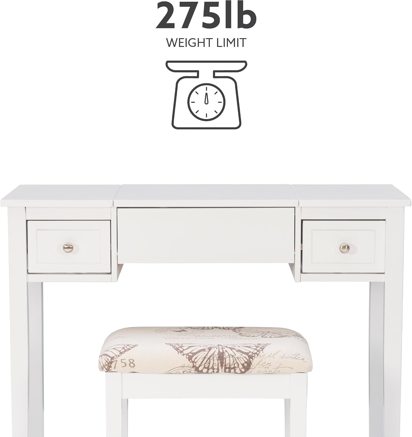 White Solid Wood Vanity Set Featuring Oversized Mirror