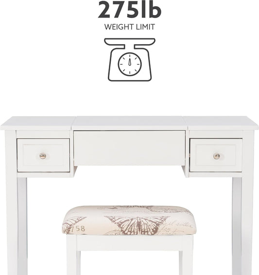 White Solid Wood Vanity Set Featuring Oversized Mirror