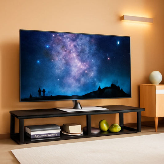 Black 45 Inch TV Riser Stand Cable Management System