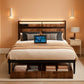 Full Size Bed Frame With Storage Drawers Charging Station